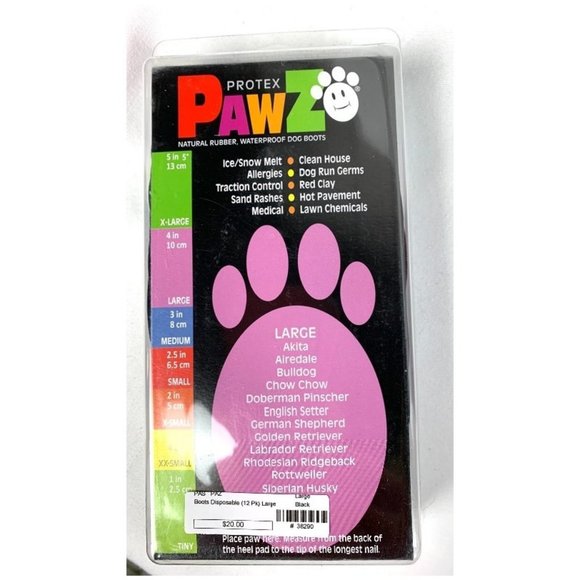Protex Pawz Rubber Dog Boots, 12 pack, size L & XL - Picture 2 of 5